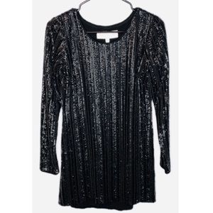Dress The Population Long Sleeve Black Sequin Dres
